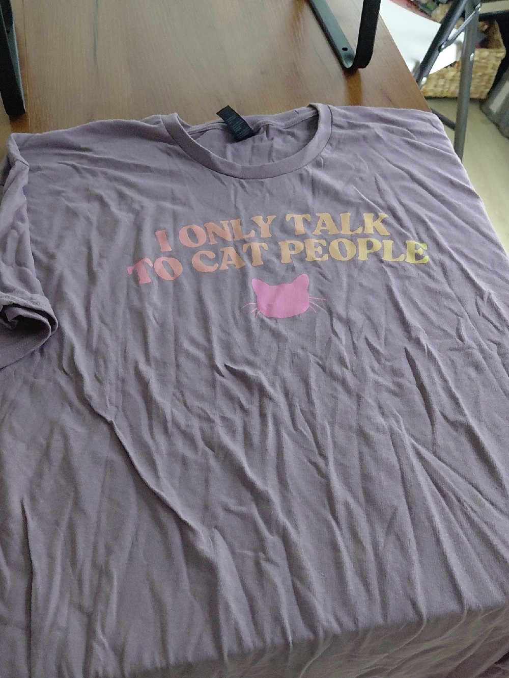 Port and Company Lavender Graphic Tee with Pink & Yellow Print